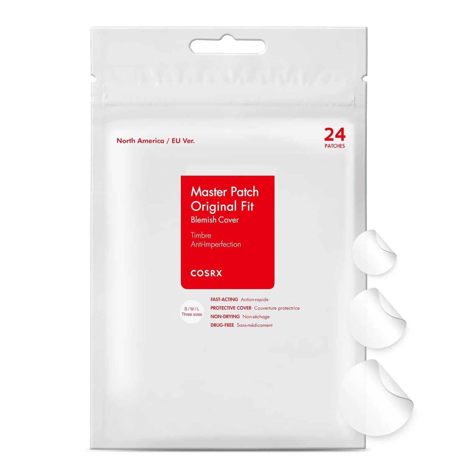 Cosrx, Acne Pimple Master Patch Eredeti Illeszkedés, Hidrokolloid tapaszok pattanásokra, 24 tapasz