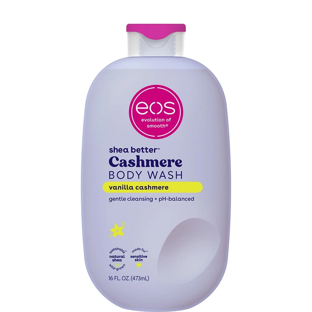 Eos, Testápoló Vanília Kasmír, hidratáló tusfürdő shea vajjal, glicerin és E-vitamin, vegán, 473 ml