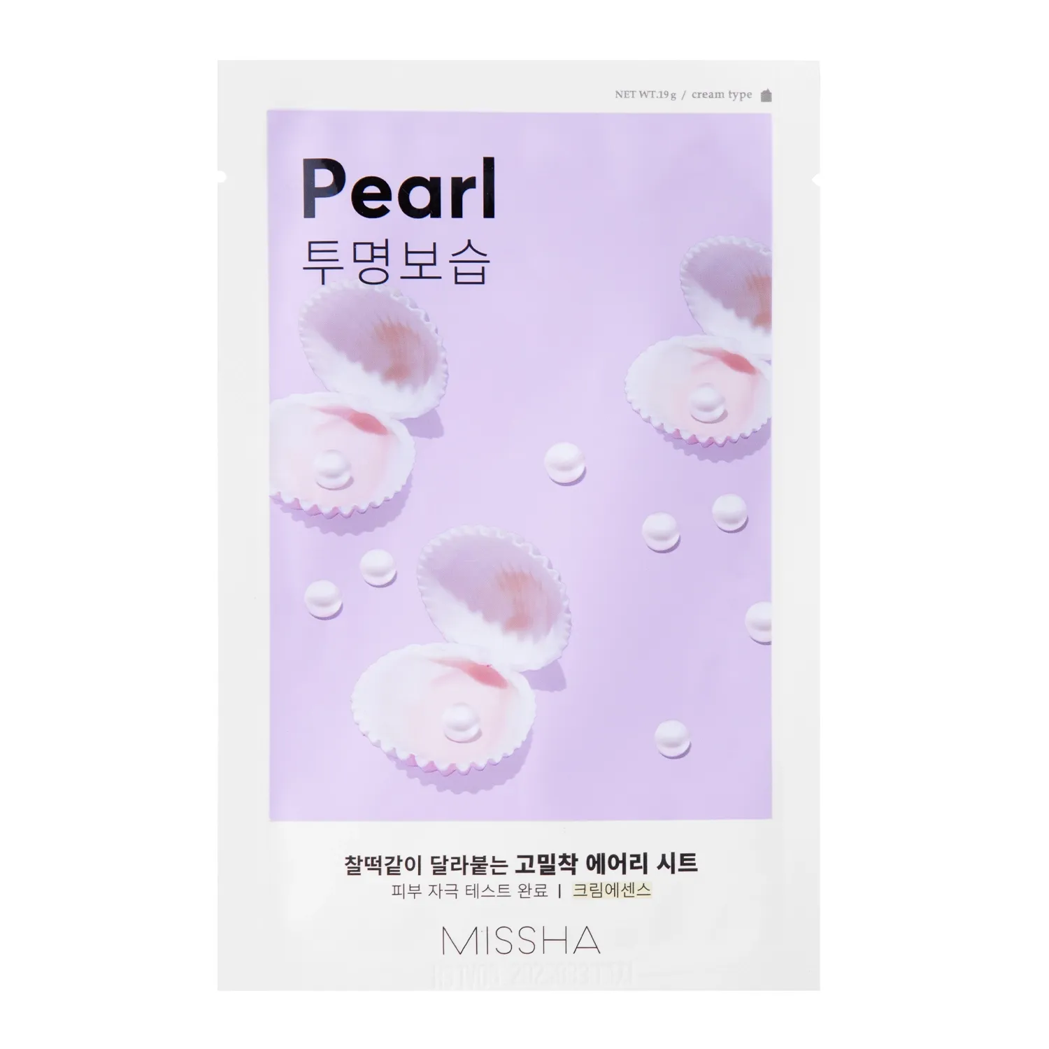 Missha, Airy Fit Sheet Mask Pearl, Világosító és hidratáló maszk, 19 g