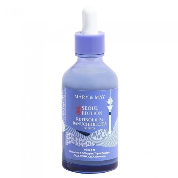 Mary&May, Retinol 0.1% Bakuchiol Cica Szérum, Nyugtató öregedésgátló szérum, 80ml