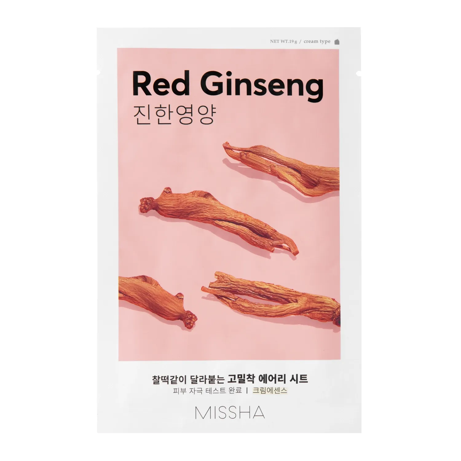 Missha, Airy Fit Sheet Mask Red Ginseng, Frissítő maszk vörös ginzenggel, 19 g