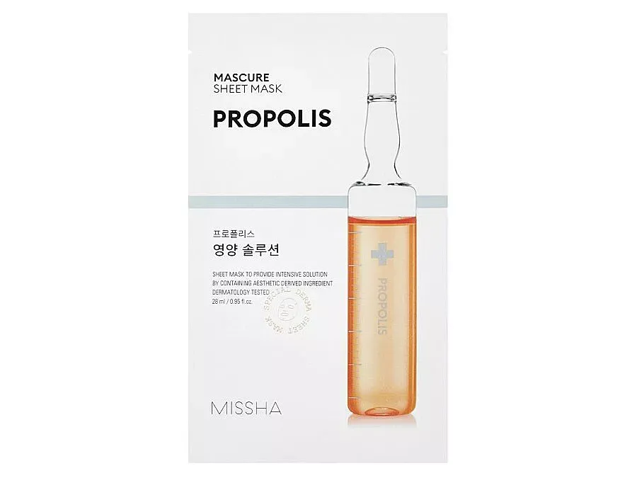 Missha, Maszk Tápláló Megoldás Sheet Mask Propolisz, Tápláló és frissítő maszk, 28 ml