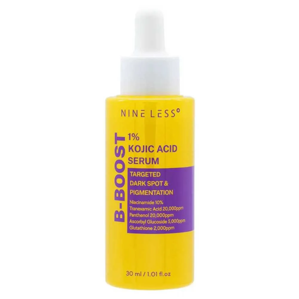 Nine Less, B-Boost 1% Kojic Acid Szérum, Világosító és egységesítő hatású szérum, 30 ml
