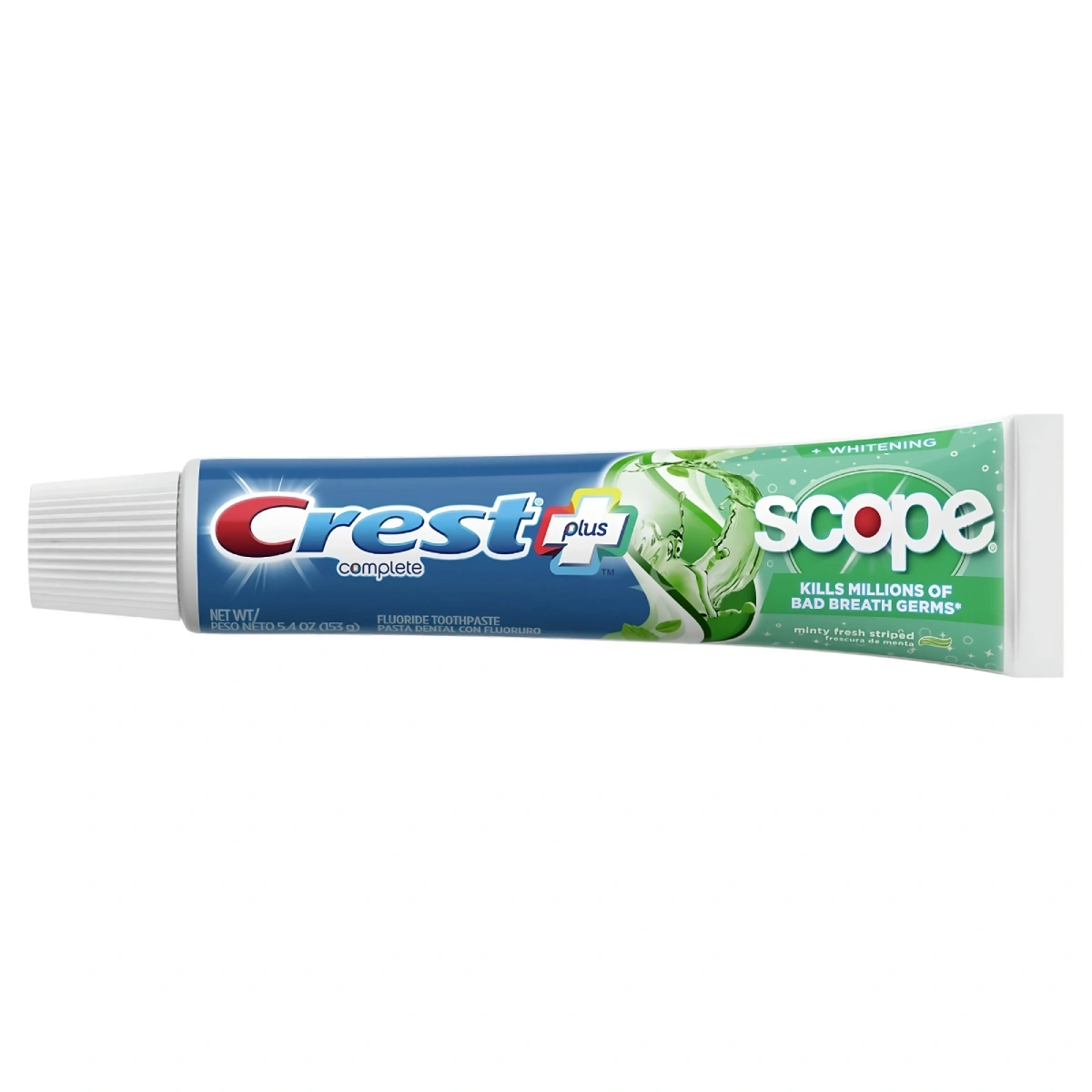 Crest, Plus Scope Complete Active Fresh, Friss lélegzet és fehérítés, 155 g