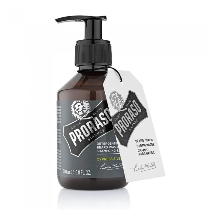 Proraso, Borotva Sampon Ciprus & Vetiver, Gyengéd tisztító gél a szakállhoz, 200 ml