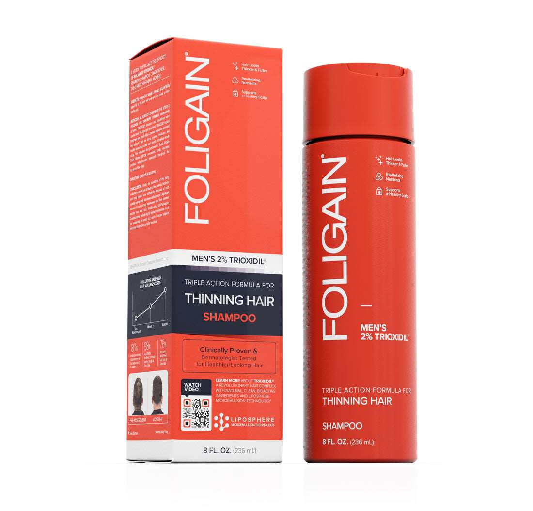Foligain, Háromhatású Sampon Férfiaknak 2% Trioxidillal, Hajhullás Elleni és Revitalizáló Sampon, 236 ml