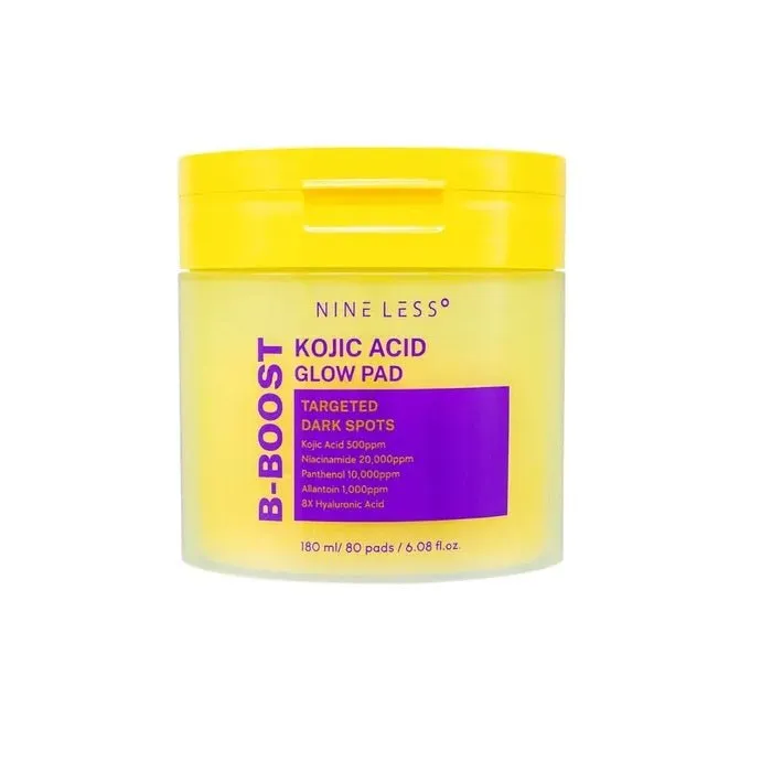 Nine Less, B-Boost Kojic Acid Glow Pad, Tonizáló világosító pad, 180 ml