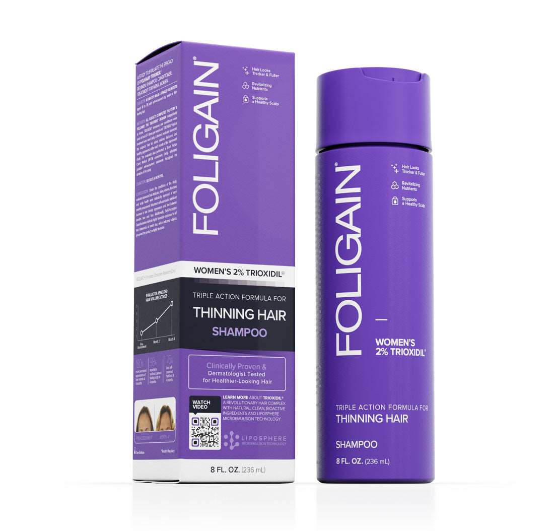 Foligain, Női hajhullás elleni háromszoros hatású sampon, revitalizáló sampon, 236 ml