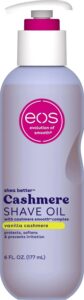 Eos, Cashmere Shave Oil Vanilla Cashmere, hidratáló borotválkozó olaj testre, vegán, 177 ml