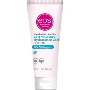 Eos, 24H Hidratáló Utazó Testápoló Friss Kényelmes, 24 órás hidratálást biztosító utazó méretű hidratáló testápoló, vegán, 74 ml