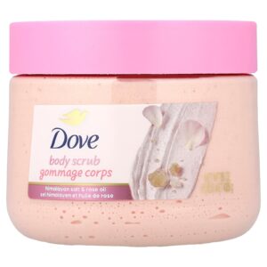 Dove, Himalája Só & Rózsaolaj Hámlasztó Testradír, Hidratáló és tápláló hámlasztó, 425 g